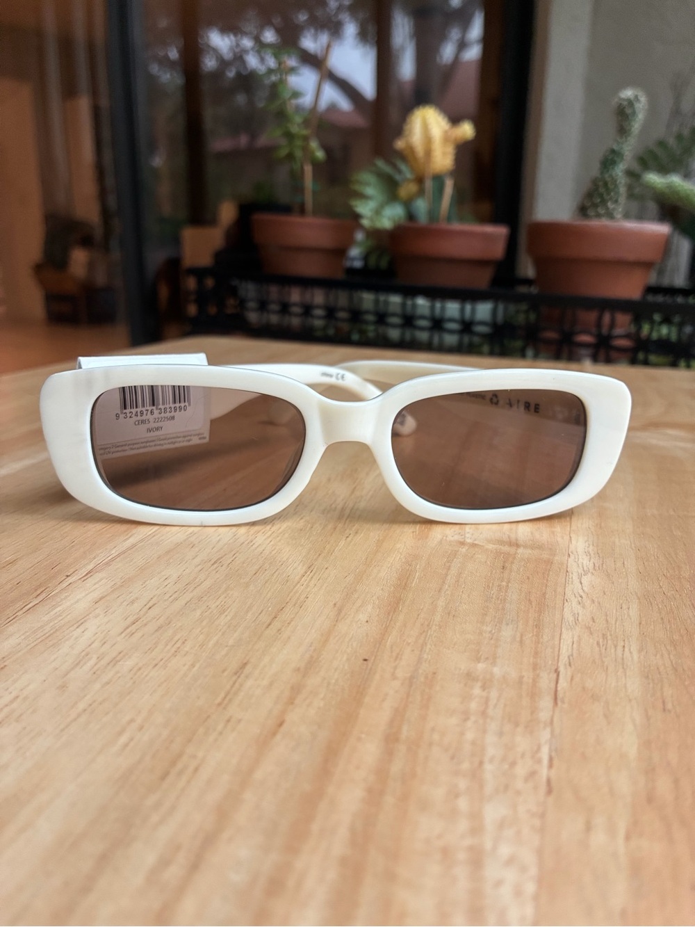 NWT AIRE Ceres Ivory Slim Oval Sunglasses - Picture 11 of 13